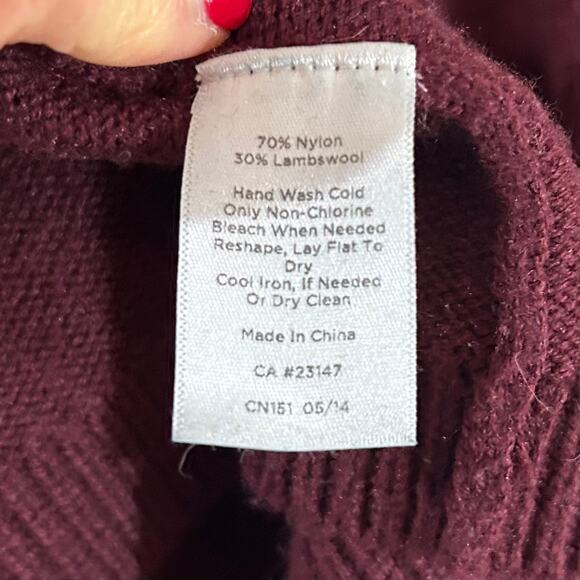 Talbots Burgundy Waterfall Open Cardigan Sweater Size S Lambswool Blend Heavy - Picture 5 of 8